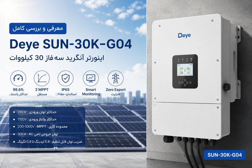 بررسی کامل اینورتر آنگرید 30 کیلووات Deye SUN-30K-G04 | مشخصات فنی، امکانات و مزایا